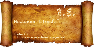 Neubauer Elemér névjegykártya